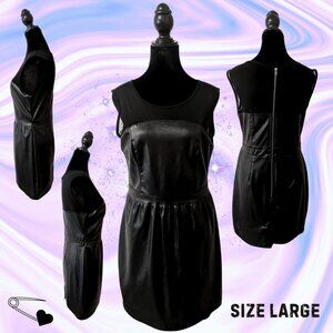 { Poof! } PU Leather Drop-Waist Dress with Mesh Top/Yoke - Y2K, Goth, Punk, Emo